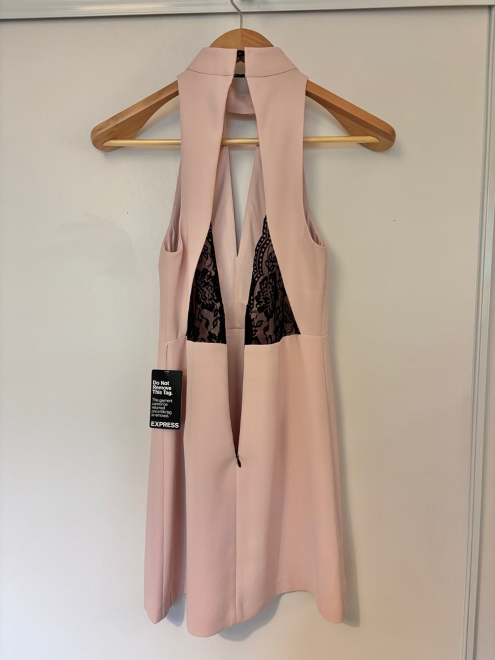 NWT Y2K Express Pink Halter Mini Dress Size 0 Lace Dainty Feminine Rush Sorority - Picture 3 of 11